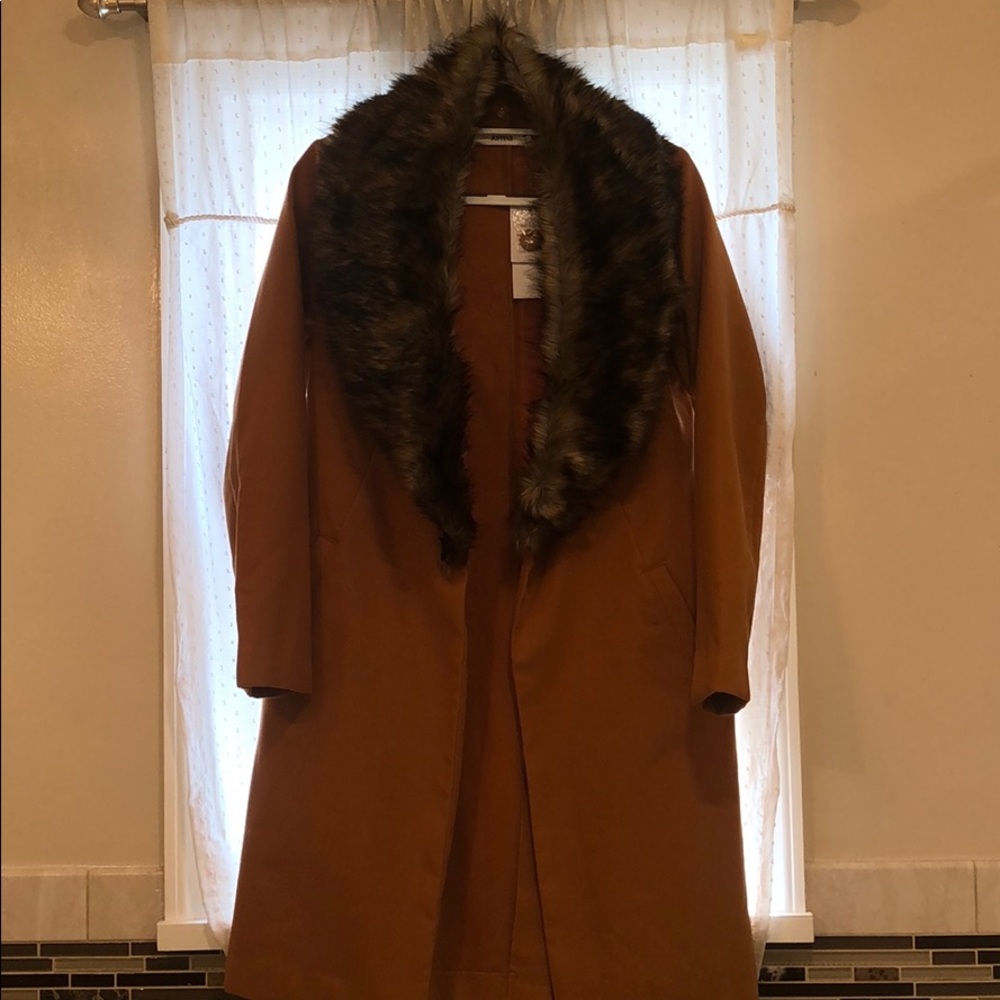 ORANGE FUR COLLAR TRENCH COAT